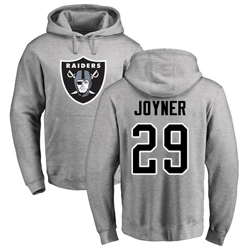 Men Oakland Raiders Ash Lamarcus Joyner Name and Number Logo NFL Football #29 Pullover Hoodie Sweatshirts